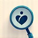 Icono de lupa examinando un corazón, simbolizando revisión de salud preventiva